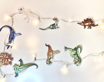 Dinosaur string light garland for boys room, boys room decor, dinosaur theme, gift for boy, boy bedroom lights