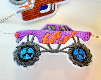 Monster Truck String Lights: Embroidered Race Car Garland, Boys Room Decor