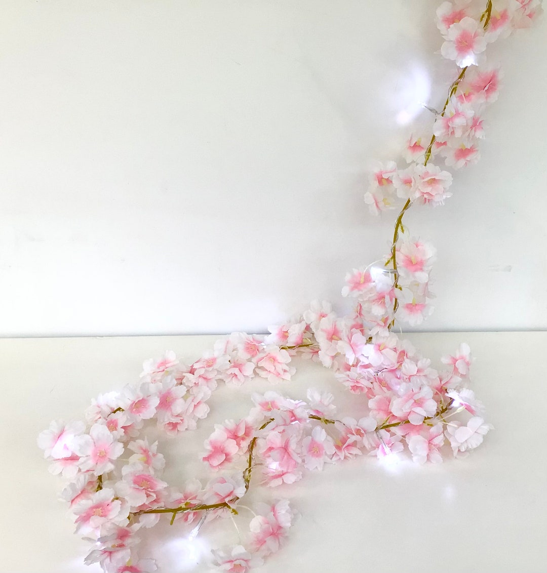 Pink and White Cherry Blossom Lights Garland, Blossom Garland, Boho ...