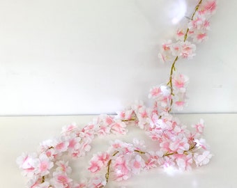 Pink and white cherry blossom lights garland, blossom garland, boho flower garland, uni room decor