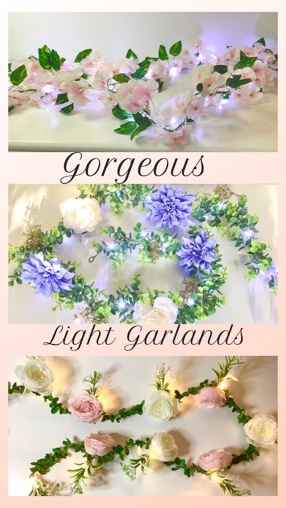 Pink and White Cherry Blossom Lights Garland, Blossom Garland