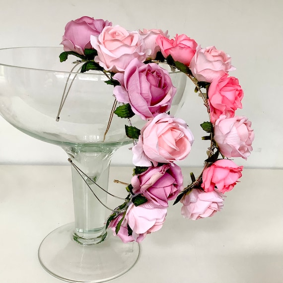 Acquista Fascia per capelli con ghirlanda di fiori e corona per neonate. Fascia floreale da sposa per bambini in Italia a partire da 2.59