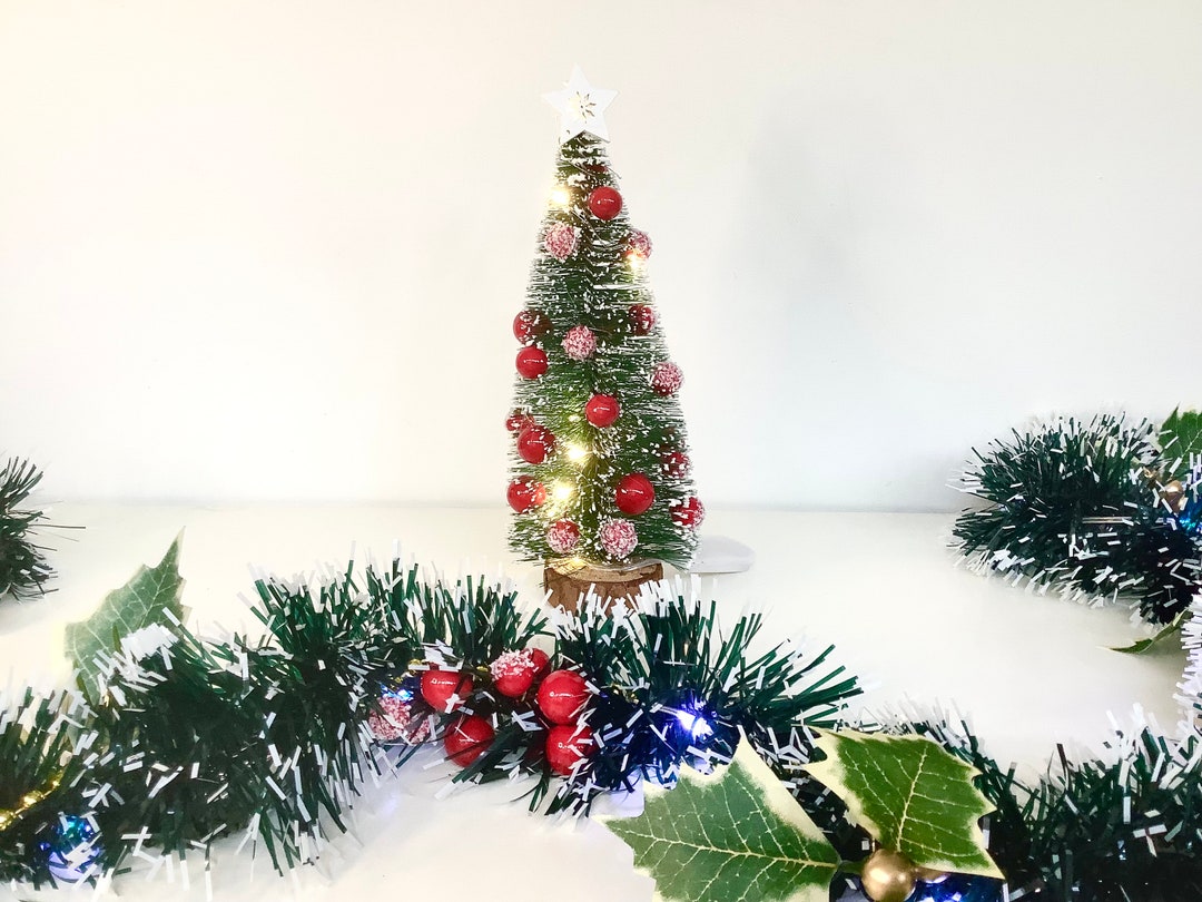 Decorated Mini Christmas Tree With Lights Red Berry Xmas Etsy UK