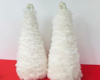 White Christmas tree, fluffy trees, furry trees, Christmas decoration, Christmas ornament, Christmas decor, white decorations