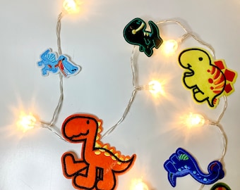 Cute dinosaur lights garland, boy bedroom lights, kids dinosaur decor, dinosaur theme, gift for grandson, gift for boy