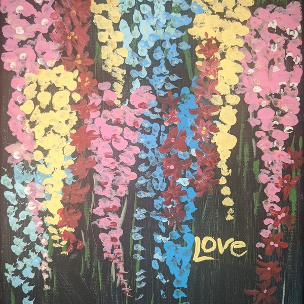 Floral Painting; impressionist multicolored gladiolas