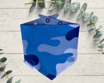 Blue Camo | Reversible Dog Bandana with Snap Closure