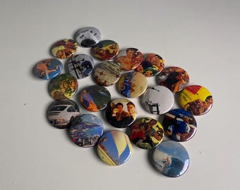 Vintage Magazine 1 inch Buttons (8 dollars for 6)