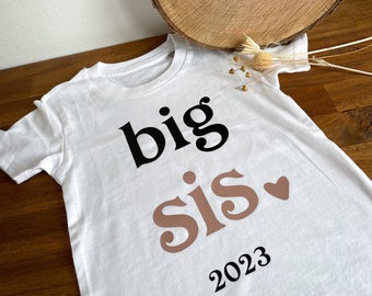 Kindershirt "Big Sis" | T - Shirt zur Geburt | Geschwister Outfit | Große Schwester
