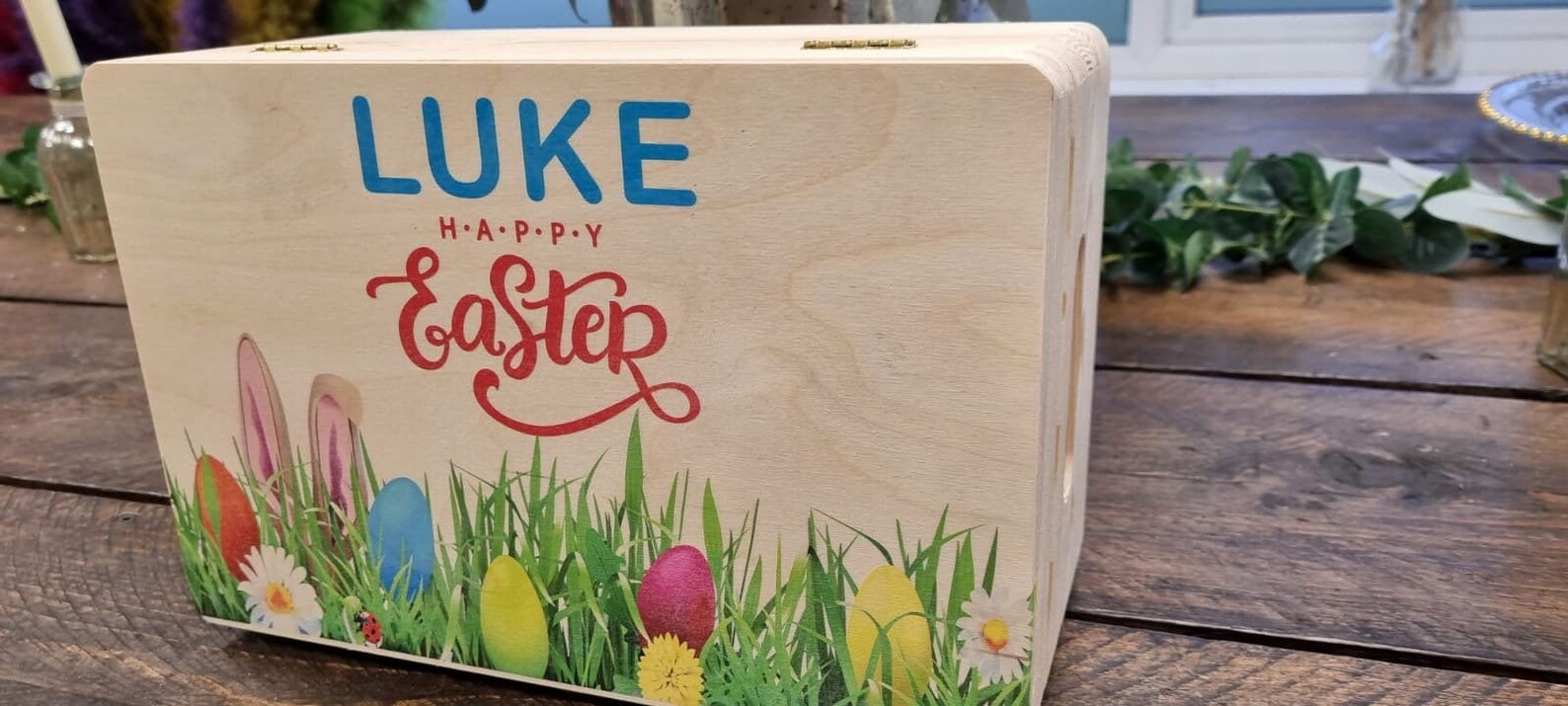 Personalised Easter Box. Easter Gift crate. UV Printed use Etsy