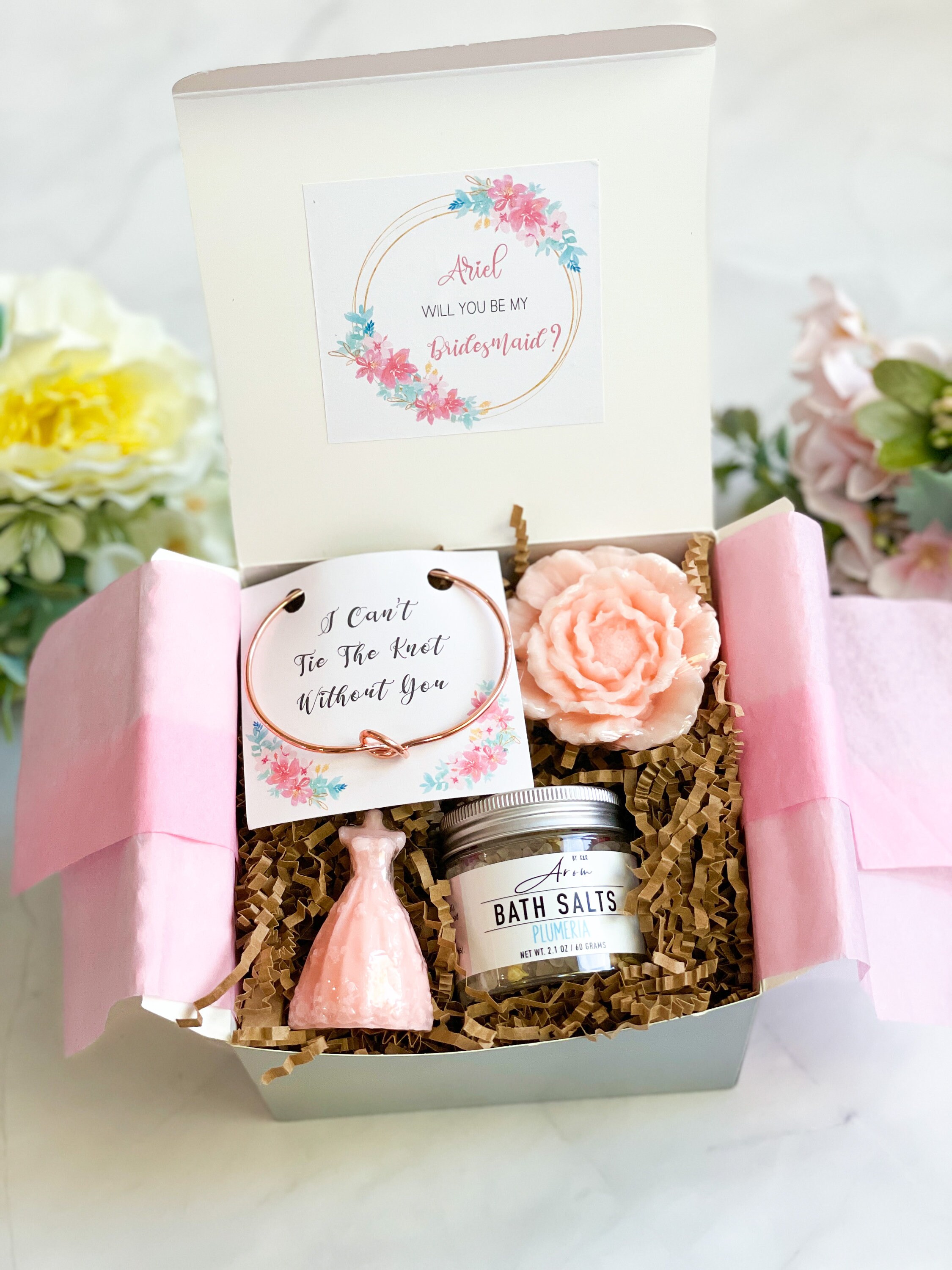 Soap and Bath Salts With Bridesmaid Bracelet Gift Box Set Etsy