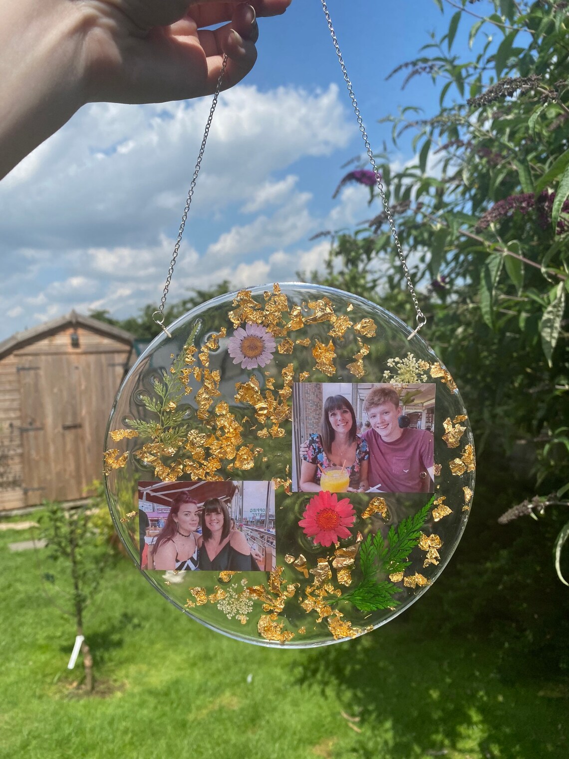 Hanging custom resin circle photo frame gold silver or rose Etsy