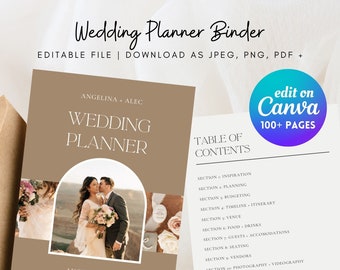 Ultimate 100+ Page Luxe Modern Digital Wedding Planner/Binder Template | Editable Canva | Organize, Budget, Plan, and Share