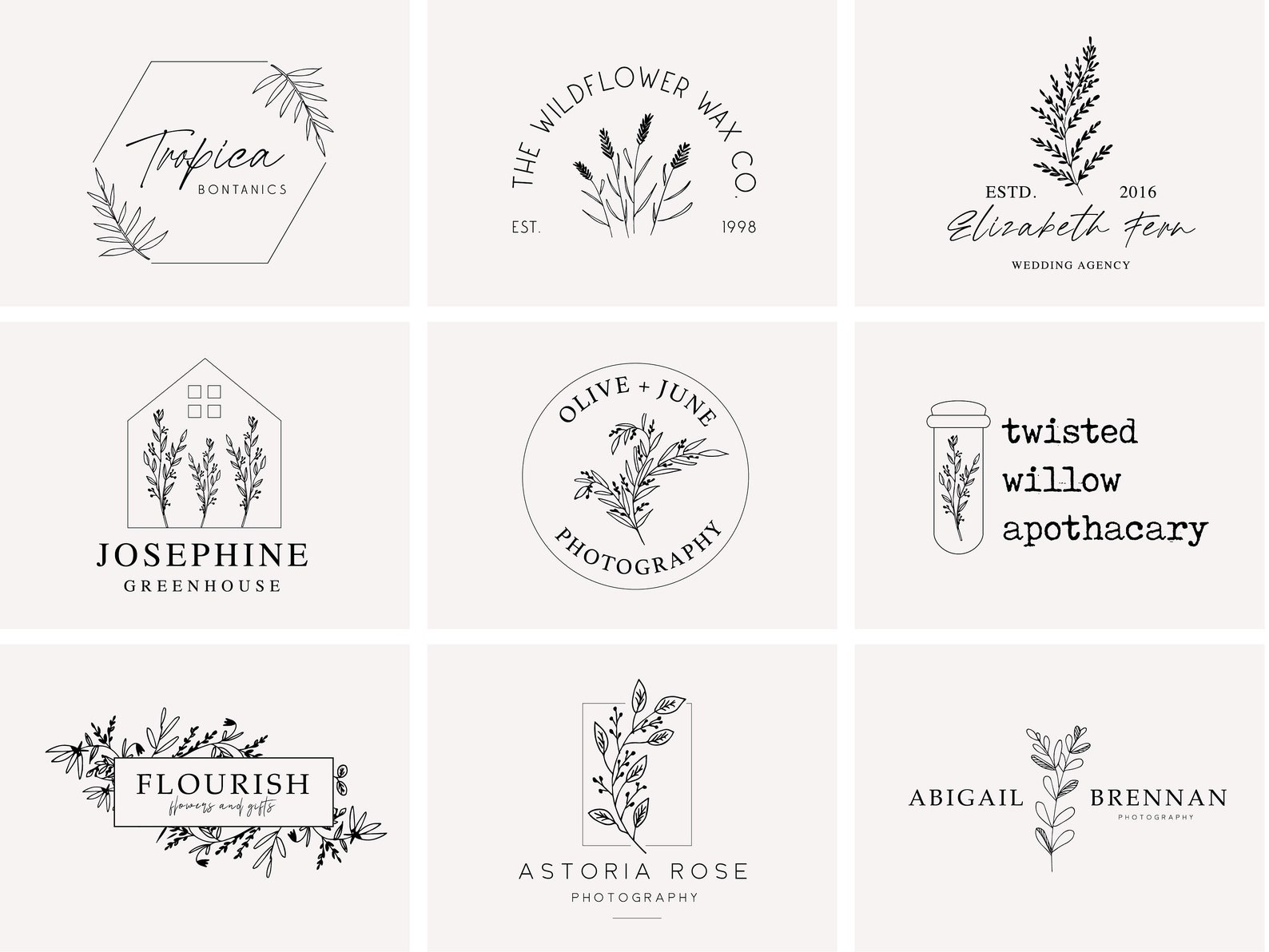 Custom Botanical Floral Logo Design Natural Minimalist | Etsy