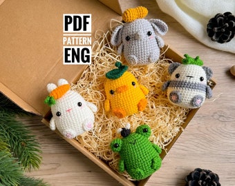 PDF Pocket Friends Set of 5 Amigurumi Patterns | Mini Amigurumi Pattern bundle