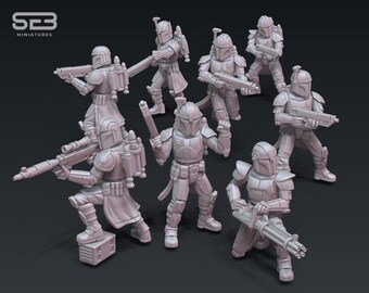 Star Wars Legion 3d Custom Miniature Mandalorian Protectors - Modular Team by SEB Miniatures