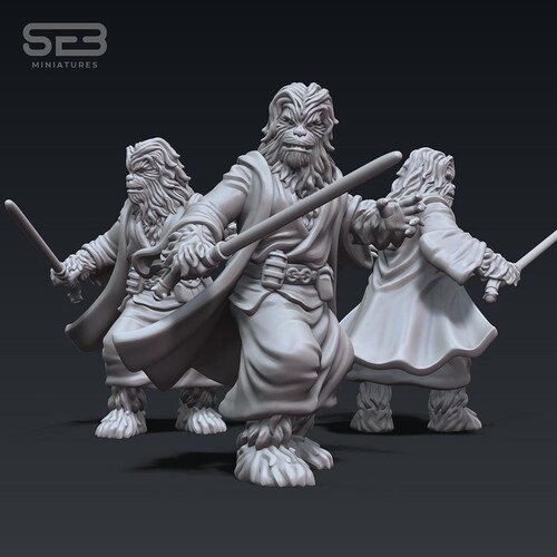 Star Wars Legion 3d Custom Miniature Furry Mystic of the Force   Wookie Jedi Tyvokka by SEB Miniatures