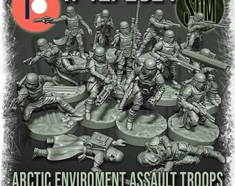 Star Wars Legion 3d Custom Miniature  - Galactic Empire  Imperial Arctic Environmental Assault Troops  by Squamous Miniatures