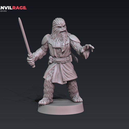 Star Wars Legion 3d Custom Miniature Furry Mystic of the Force   Wookie Jedi by SEB Miniatures