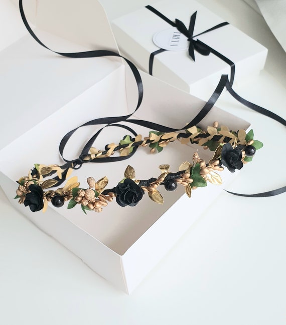 Black Flower Crown Simple Flower Crown Flower Girl Crown - Etsy