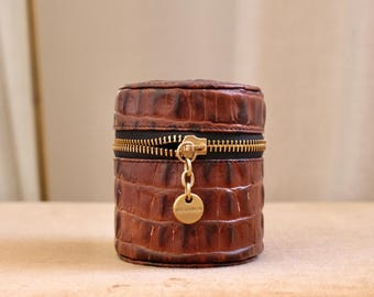 Brahmin Genuine Leather Travel Jewellery Case – Brown Croc Embossed