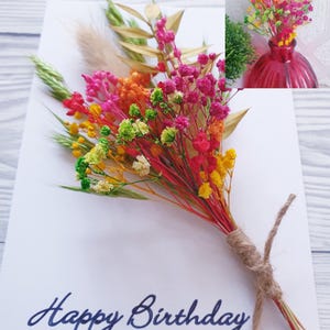 Tarjetas de recuerdo personalizadas con flores secas para Navidad, cumpleaños o cualquier ocasión