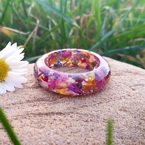 Summer Meadow Wildflower Resin Ring | Nature Ring | Earth Ring