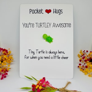 Miniature Turtle Pocket Hugs Gift Card. Friend Gift, Thinking of You, Cheer up Gift, Cute Gift, Resin Turtle, Stocking Filler