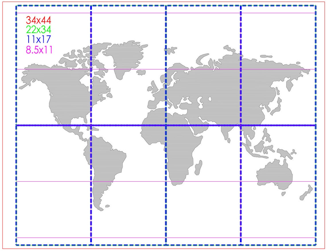 Printable Map PDF template at common paper sizes for hobby | Etsy