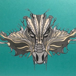 DRAGON card , Greetings card, fantasy, Blank inside, perfect for  dragon lovers.