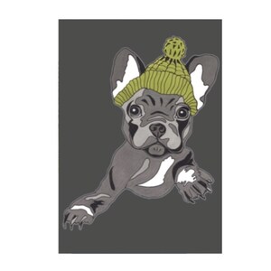 Französischer Bullenhund-Grußkarten, Frenchies, Hunde in Hüten, Qualitätskarte und leere Innenseite, perfekt für jeden Anlass, Geburtstag.