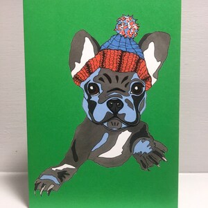 Frenchie / Französische Bulldogge / Hunde im Hut / Grußkarte für Hundeliebhaber / für jede Gelegenheit / blanko innen