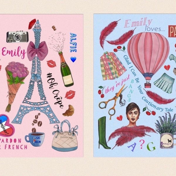 Emily in Paris card  , Emily in Paris birthday card, greetings card ,  Emily Cooper, Lily Collins, Gabriel, Alfie .