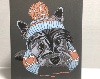 West Highland Terrier / Westie / Terrier dog  card / Dogs in hats  / Cute dog / Greetings Card /dog lovers card/