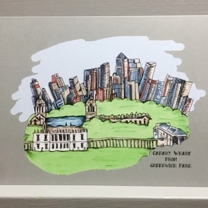 Canary Wharf, Greenwich Park, koninklijke wijk, skylines, stadsgezichten, koninginnenhuis, Thames, Londen, historisch Londen, Royal Naval Collage.