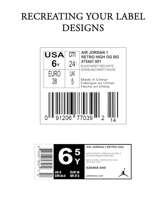 Diseño de etiqueta de caja zapatos física - Etsy México