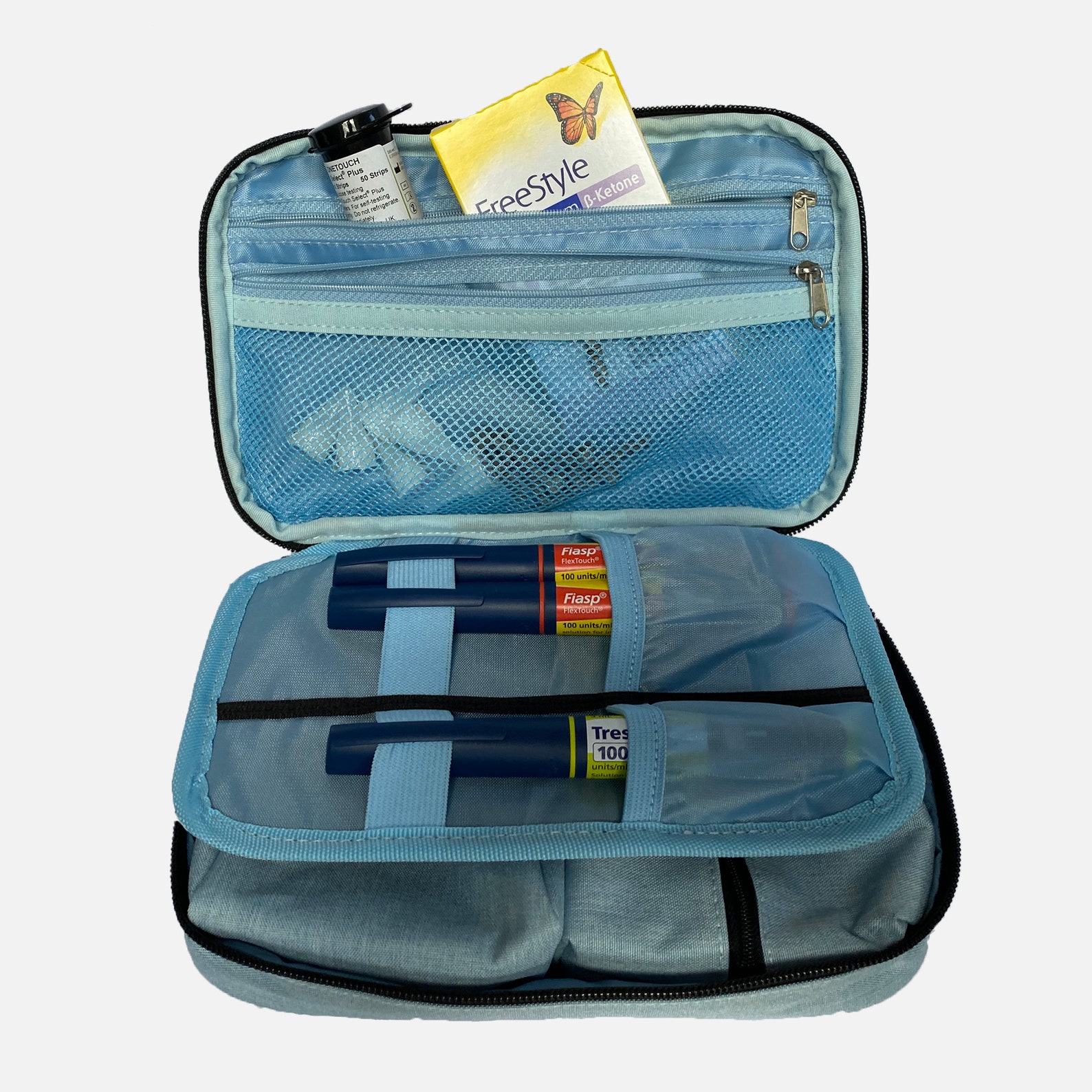 Storage Case Pouch Diabetes Supplies Blue Etsy