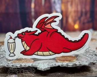 Thunderchonk Dragon  4” Sticker | Milkshake Red Dragon Chonky Chunky