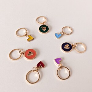 Set of 7 Little Hearts Stitch Marker Rings #2