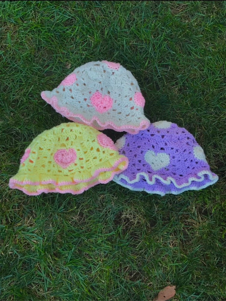 Crochet Heart Bucket Hat - Etsy