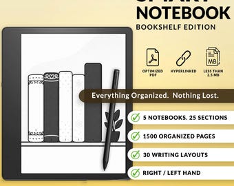 Kindle Scribe-notitieboek | Smart Notebook, 30 lay-outs, 5 notitieblokken met index, aanpasbaar, pdf met hyperlinks, Kindle Scribe-sjablonen
