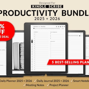 Kindle Scribe Productivity Bundle 2025, 2026, Kindle Scribe Templates, Kindle Scribe Planner, Kindle Scribe Journal, Hyperlink, Bundle Deal