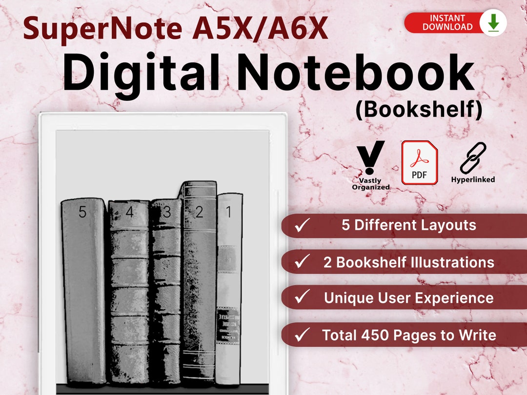Supernote Notebook Template, Supernote A5X/A6X, Supernote Template, Bookshelf, Instant Download