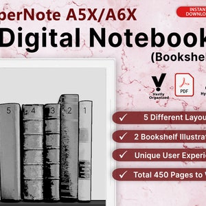 Supernote Notebook Template, Supernote A5X/A6X, Supernote Template, Bookshelf, Instant Download, Interactive PDF, Supernote Notebook