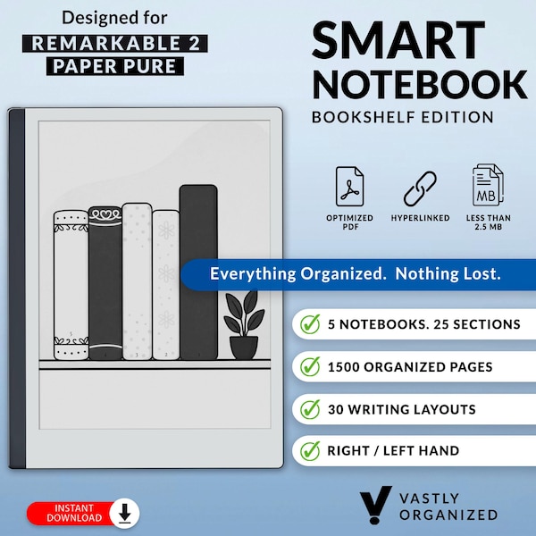Notebook Templates for Remarkable 2, Remarkable Paper Pure | Smart Notebook, 30 Layouts, Customizable, Fully Hyperlinked pdf