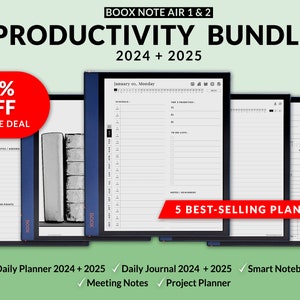 Pacchetto di produttività Boox Note Air, 2024, 2025, Boox Note Air 1 e 2, Onyx Boox Planner, modello Boox Note, PDF con collegamento ipertestuale