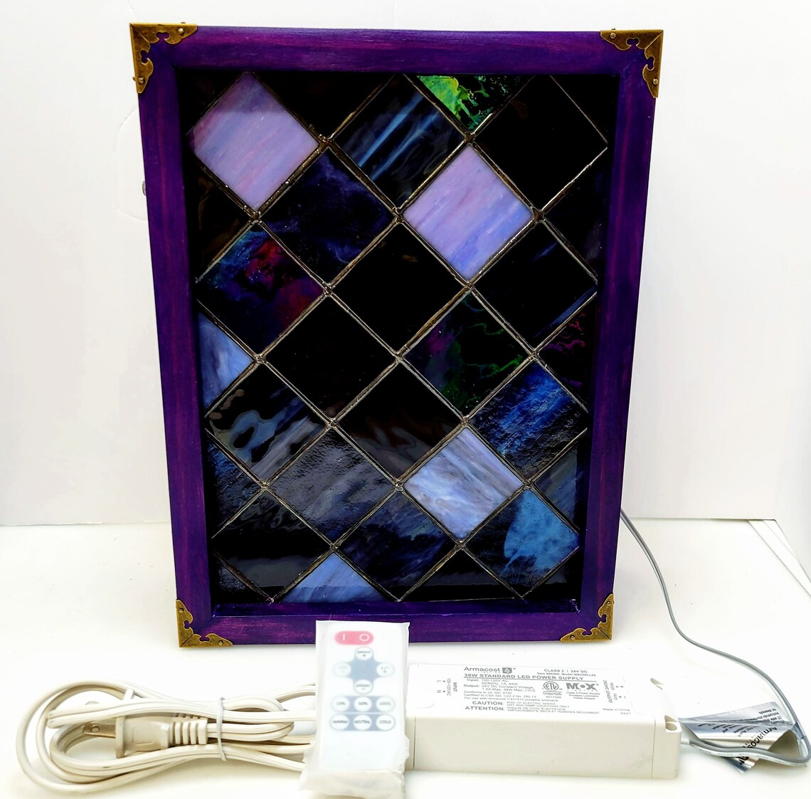 The Plaid Seriesstained Glass Light Boxpurple Etsy