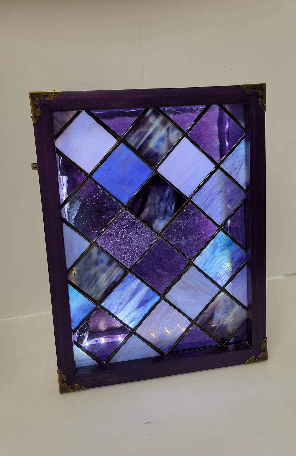 The Plaid Seriesstained Glass Light Boxpurple Etsy