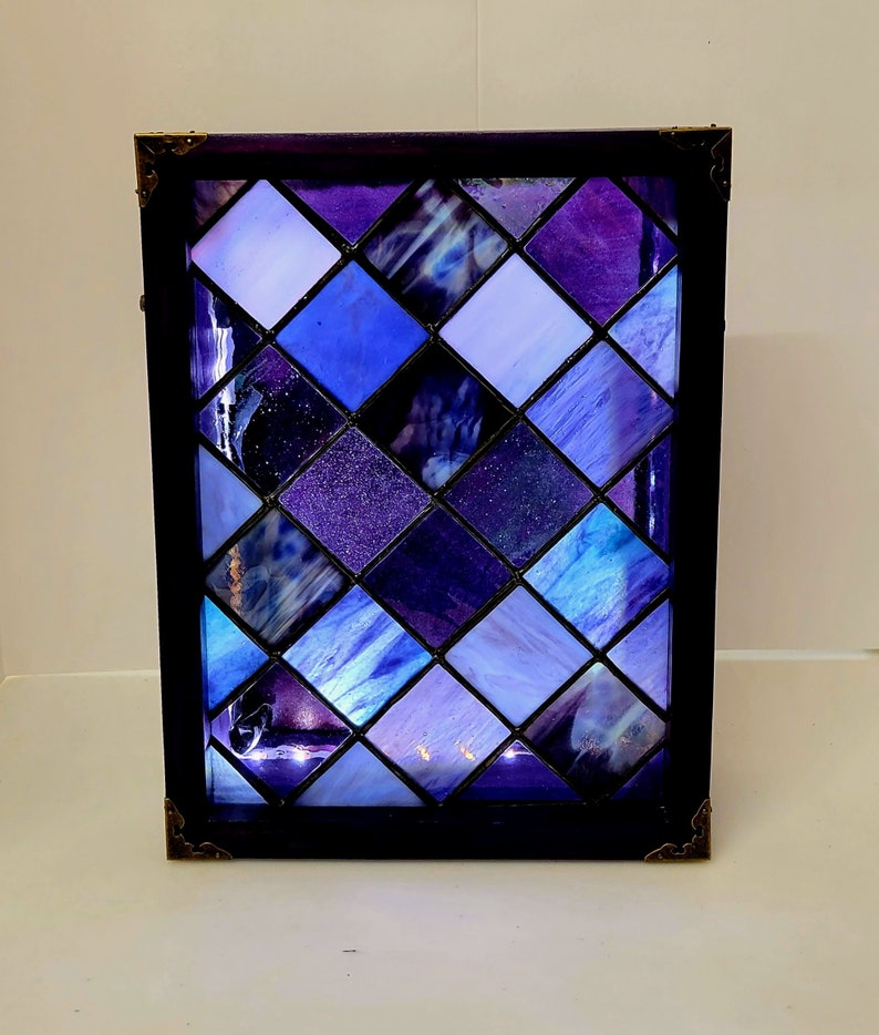 The Plaid Seriesstained Glass Light Boxpurple Etsy