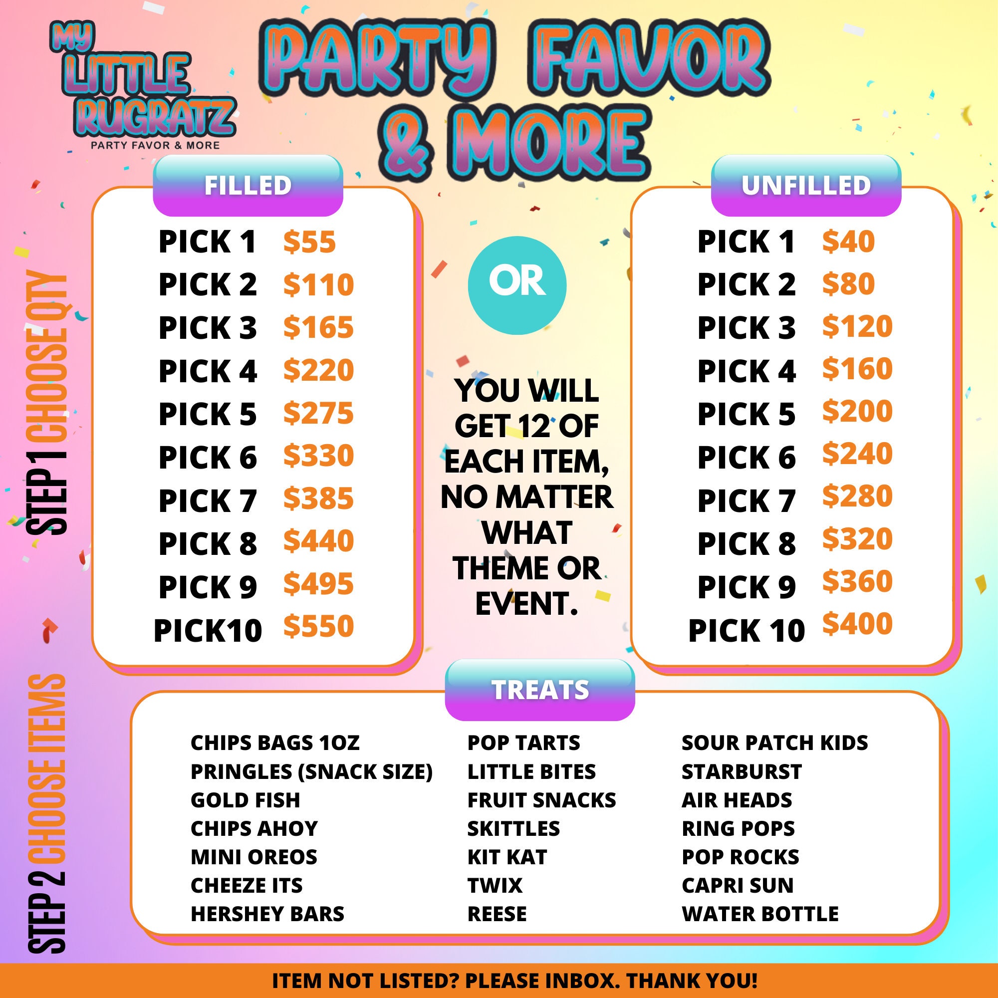 Custom Party Bundle Party Favor Package Custom Party Favors Etsy